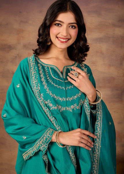 Silk Embroidered Pant Style Suit Series
