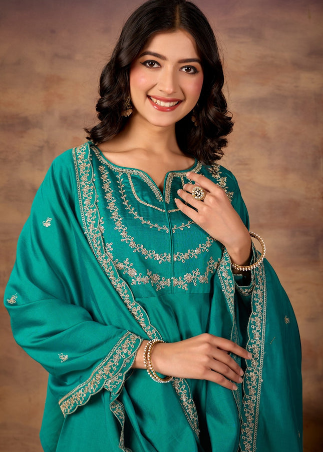 Silk Embroidered Pant Style Suit Series
