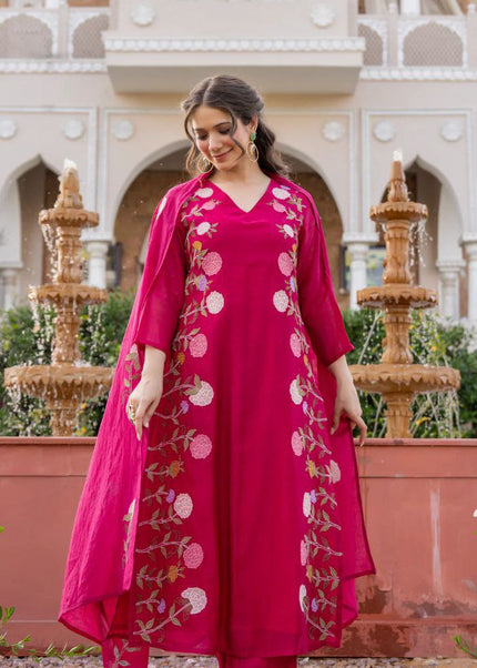 Chanderi Embroidered Pant Style Suit Series