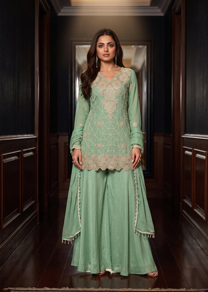 Chinnon Embroidered Sharara Suit Series