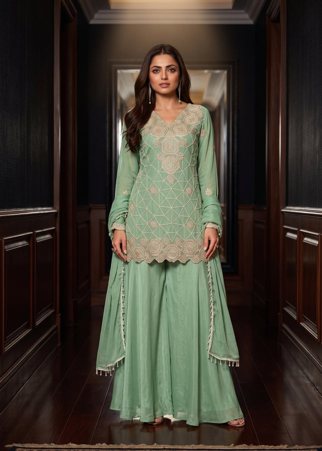 Chinnon Embroidered Sharara Suit Series