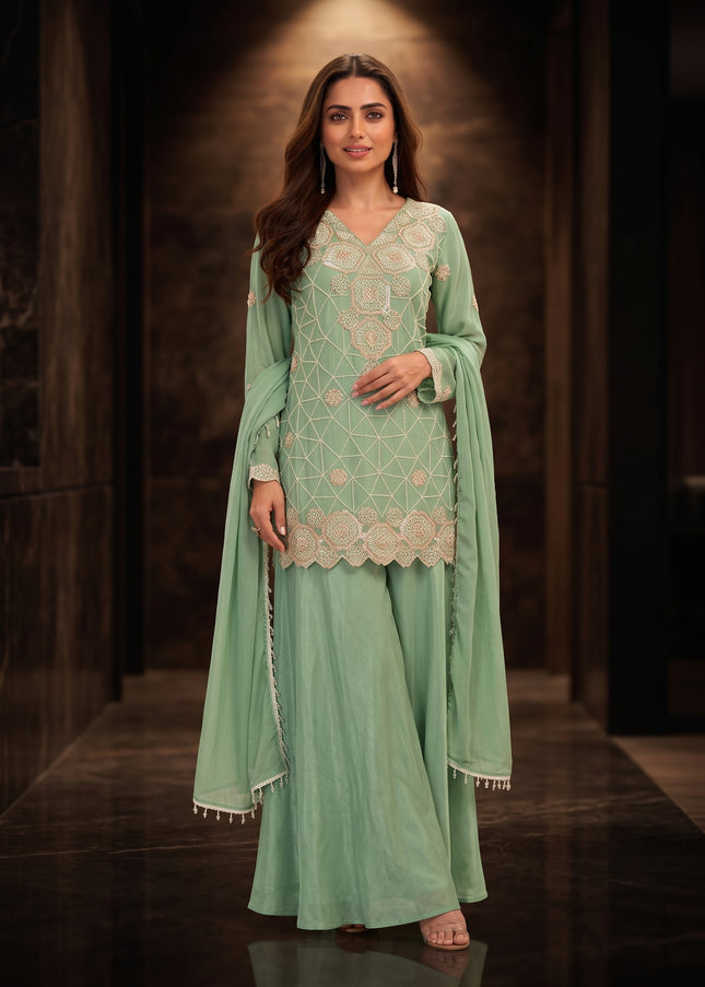 Chinnon Embroidered Sharara Suit Series