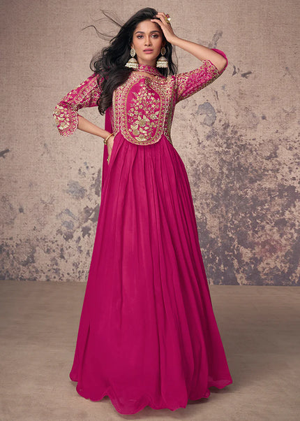 Pink Embroidered Anarkali Gown