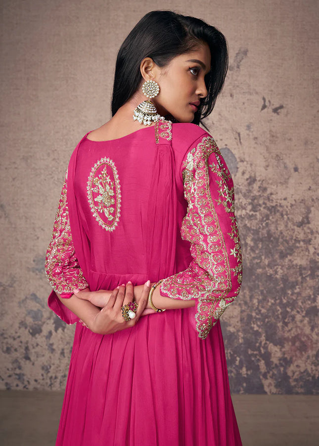 Pink Embroidered Anarkali Gown