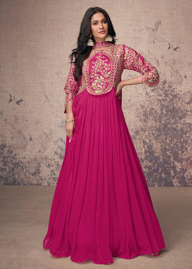 Pink Embroidered Anarkali Gown