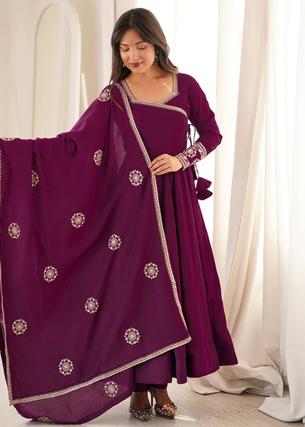 Purple Embroidered Anarkali