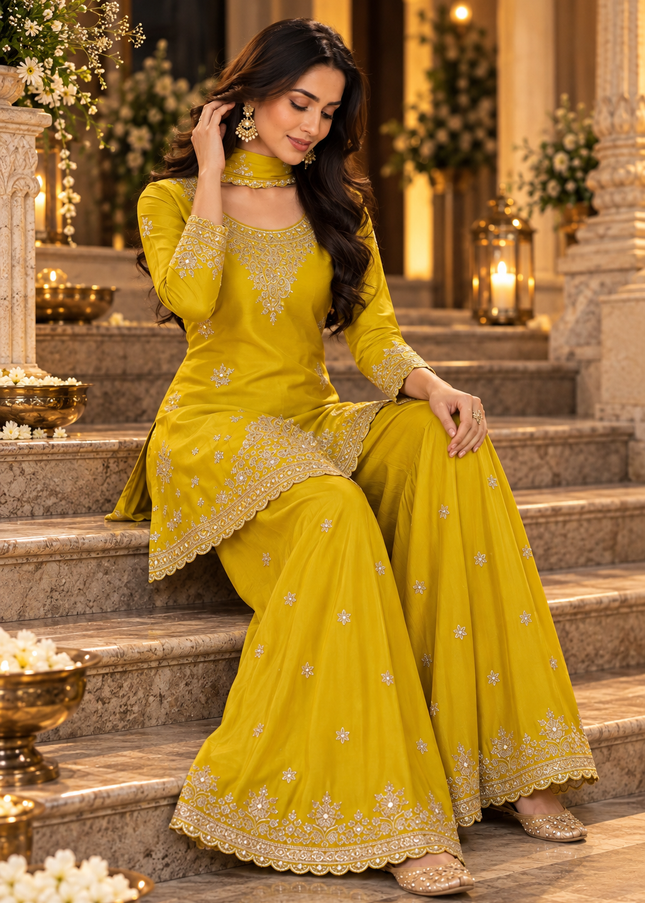 Chinnon Embroidered Sharara Suit Series