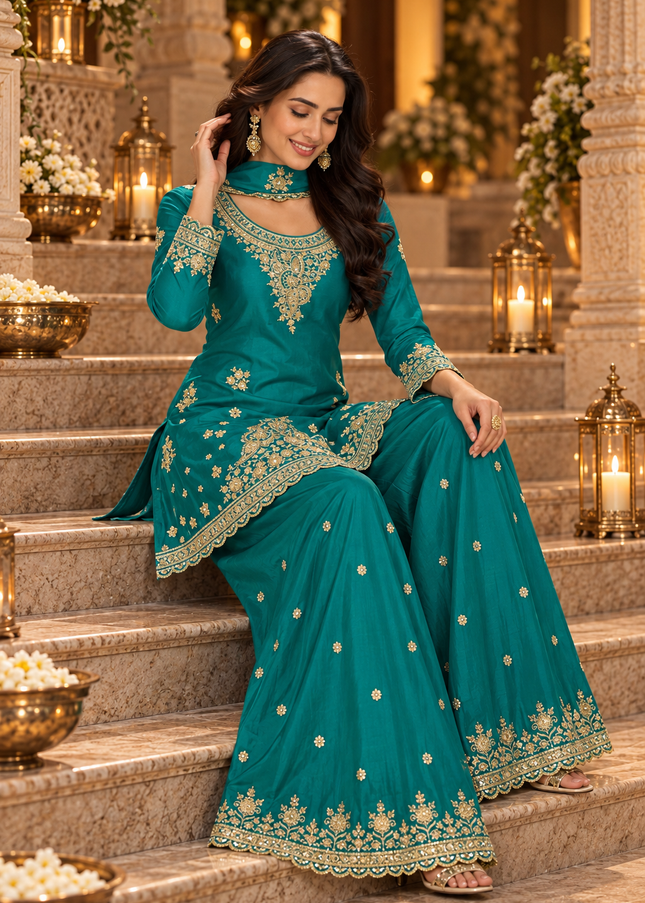 Chinnon Embroidered Sharara Suit Series