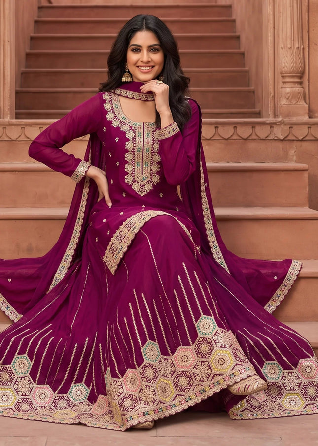 Chinnon Embroidered Sharara Suit Series