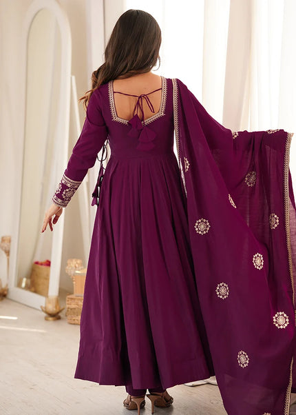 Purple Embroidered Anarkali