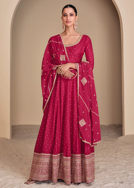 Pink Embroidered Anarkali Gown