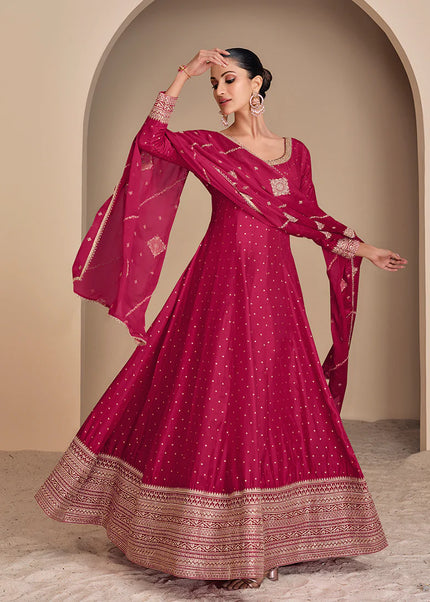 Pink Embroidered Anarkali Gown