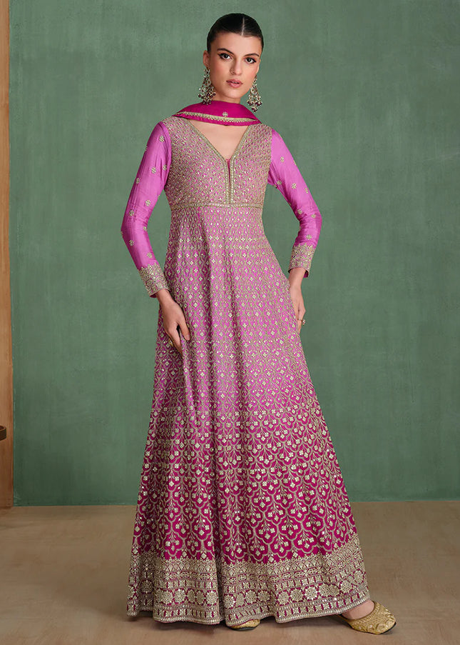 Pink Embroidered Anarkali Gown