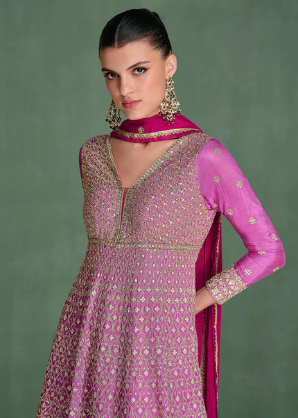 Pink Embroidered Anarkali Gown