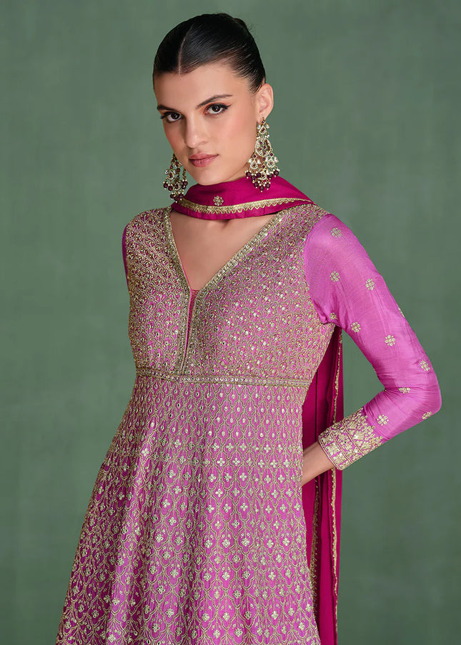 Pink Embroidered Anarkali Gown