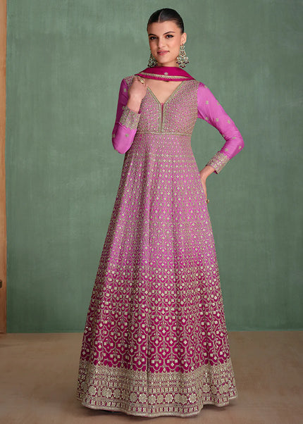 Pink Embroidered Anarkali Gown