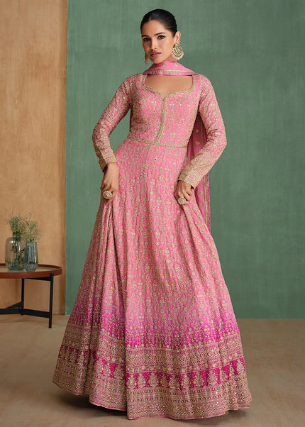 Light Pink Embroidered Anarkali Gown