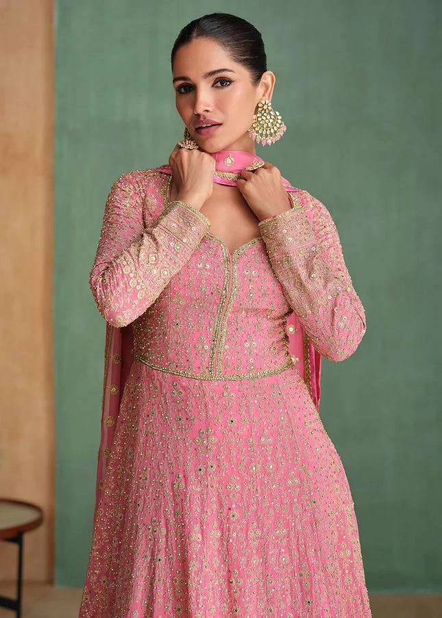 Light Pink Embroidered Anarkali Gown