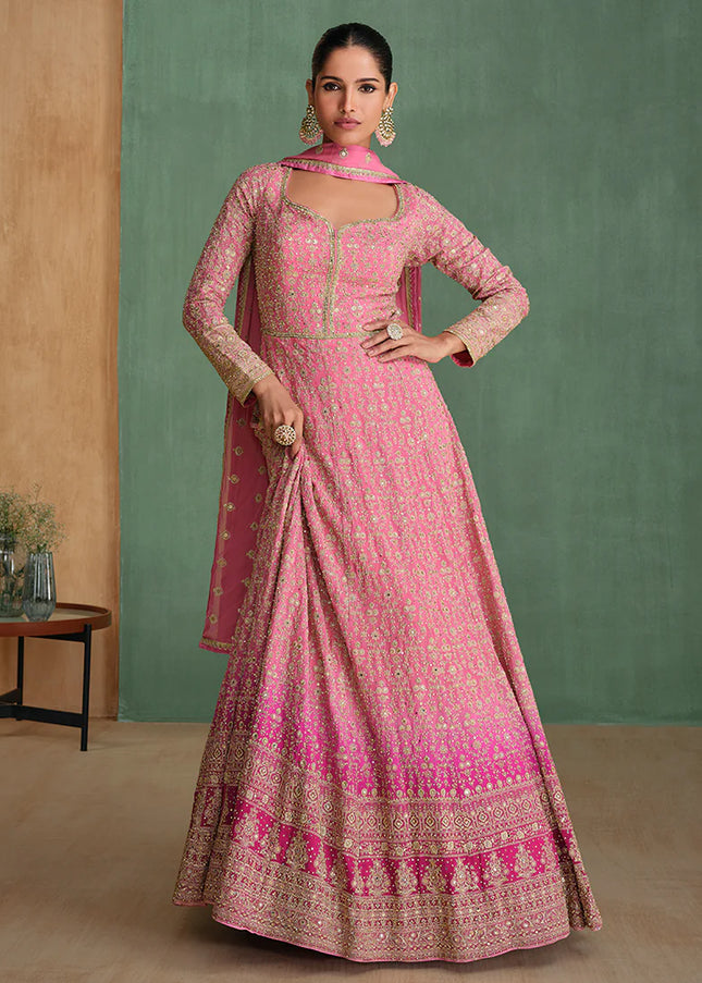 Light Pink Embroidered Anarkali Gown