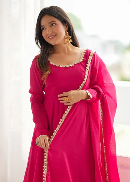 Pink Embroidered Anarkali