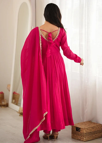 Pink Embroidered Anarkali