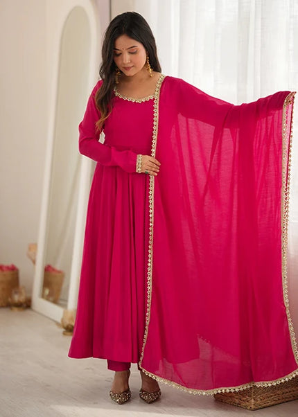 Pink Embroidered Anarkali