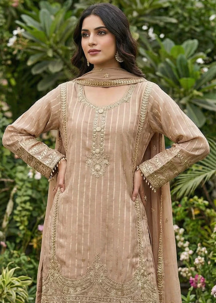 Mauve Embroidered Sharara Suit