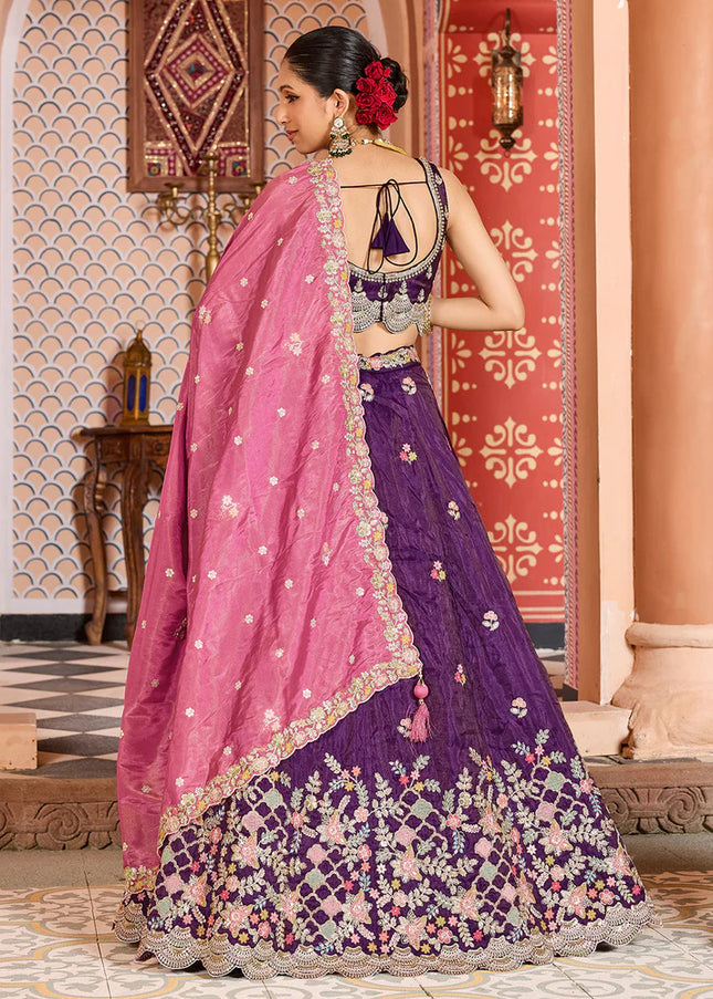 Purple Embroidered Lehenga Choli