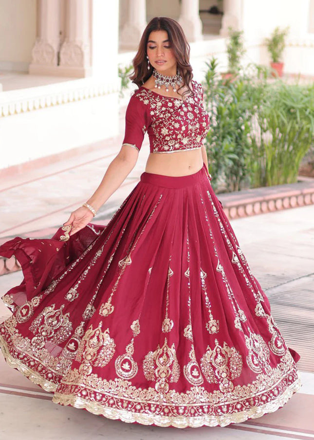 Maroon Embroidered Lehenga Choli