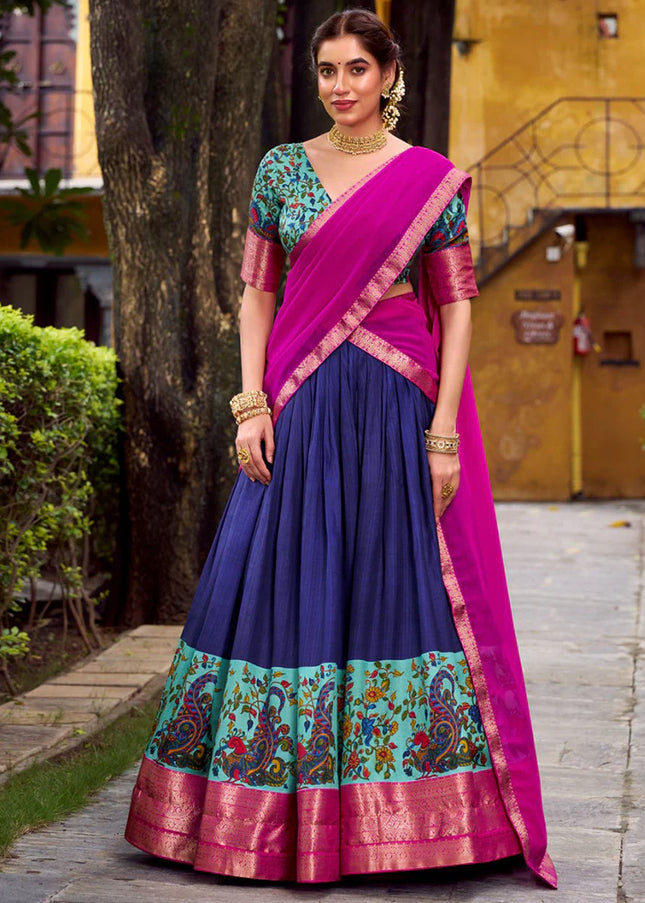 Navy Blue Embroidered Lehenga Choli