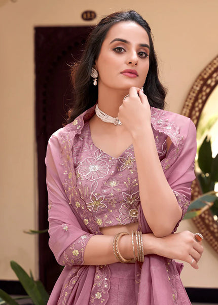 Pink Embroidered Lehenga Choli