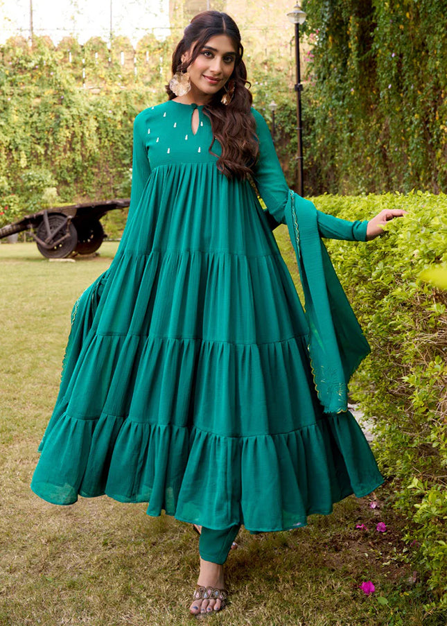 Marble Embroidered Anarkali Suit