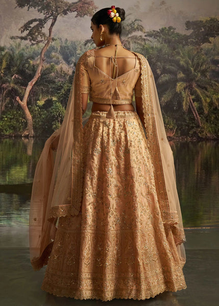 Peach Embroidered Lehenga Choli
