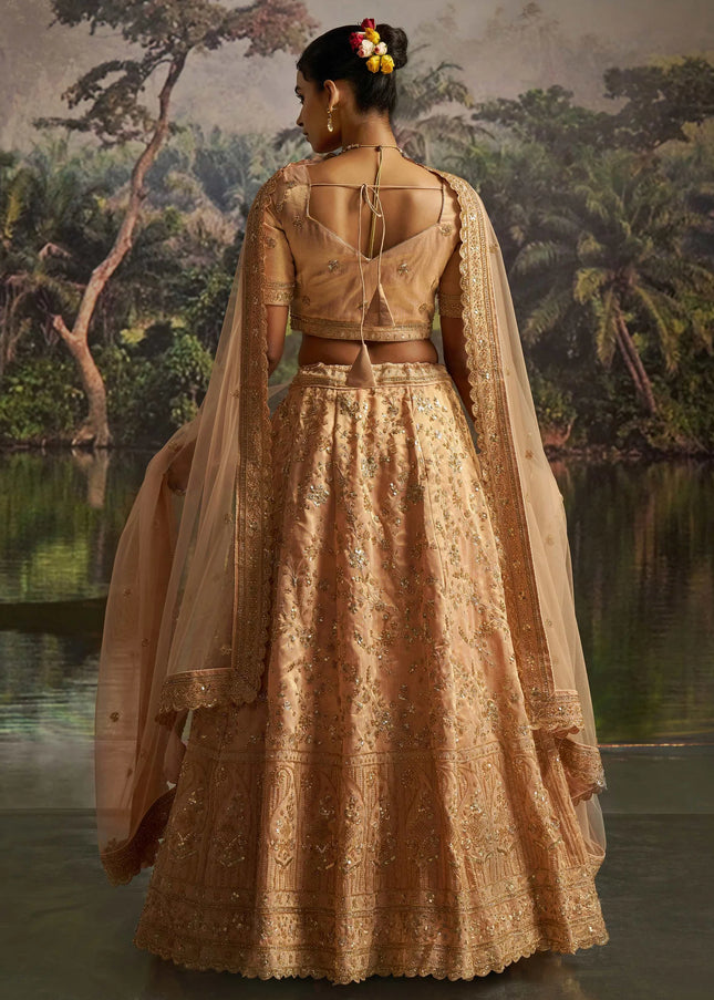 Peach Embroidered Lehenga Choli