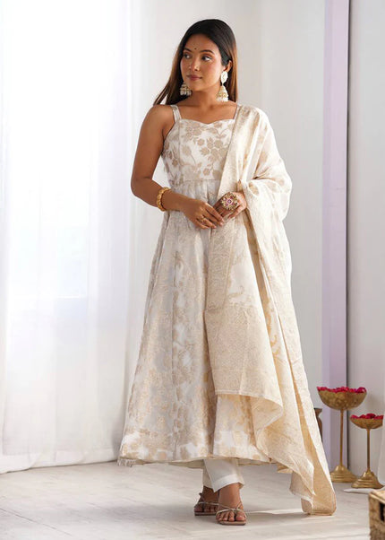 Offwhite Embroidered Anarkali