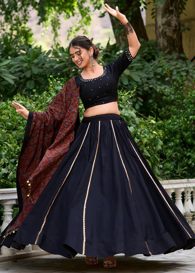 Black Embroidered Lehenga Choli