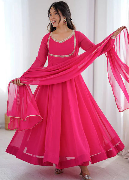 Pink Embroidered Anarkali