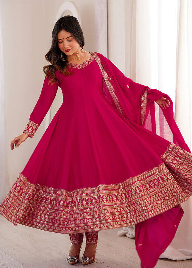 Pink Embroidered Anarkali