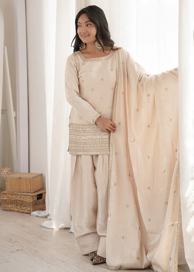 Offwhite Embroidered Salwar Suit
