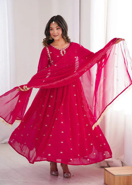 Pink Embroidered Anarkali