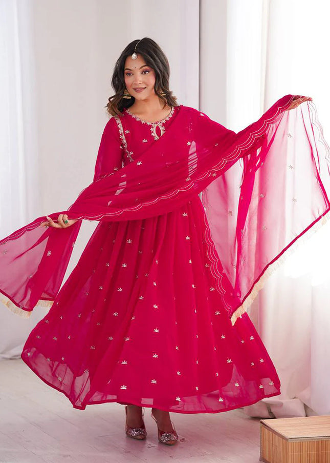 Pink Embroidered Anarkali