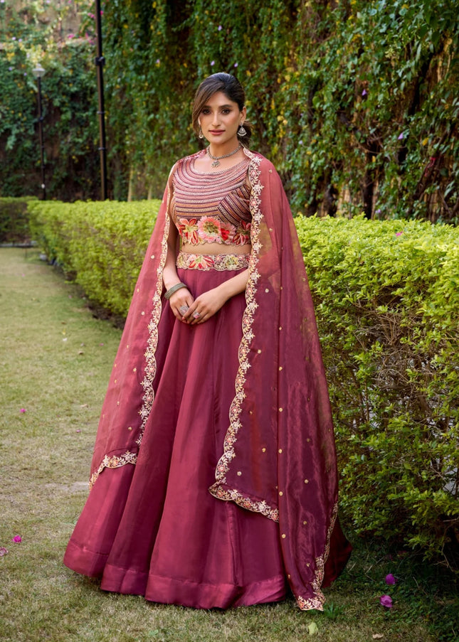 Maroon Embroidered Lehenga Choli