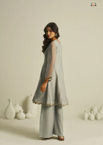 Sea Green Embroidered Palazzo Suit