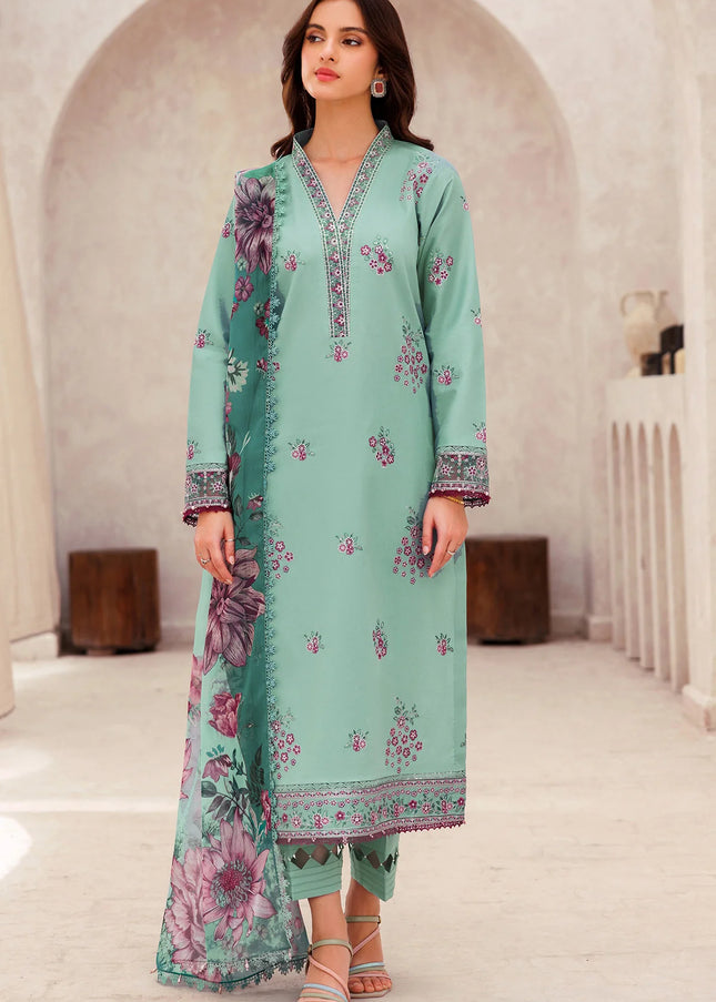 Farasha | Bahaar Embroidered Lawn'25 - Cyan Whisper