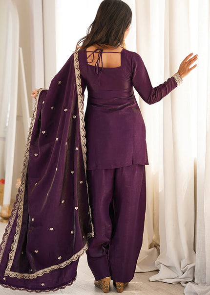 Purple Embroidered Salwar Suit