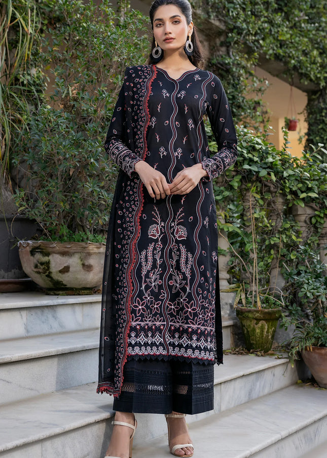 Farasha | Summer Weaves Embroidered Lawn'25 - Black Rose