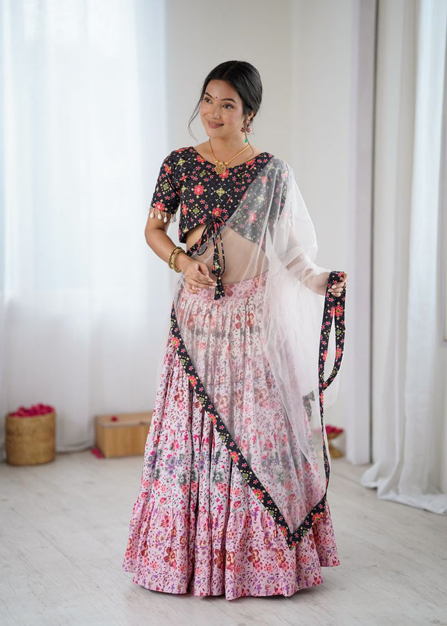Multicolor Printed and Embroidered Lehenga Choli