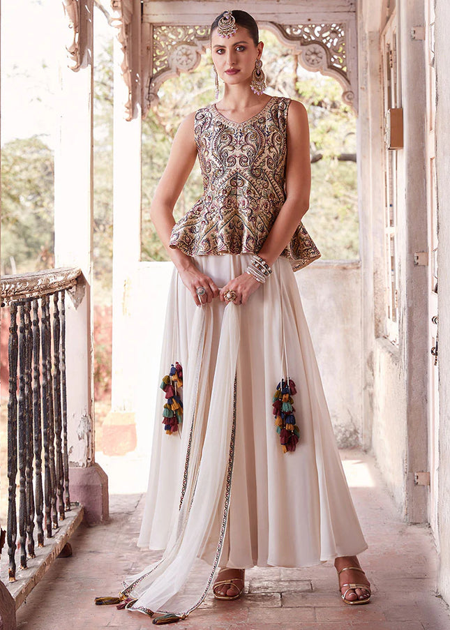 Black and White Embellished Sharara Suit