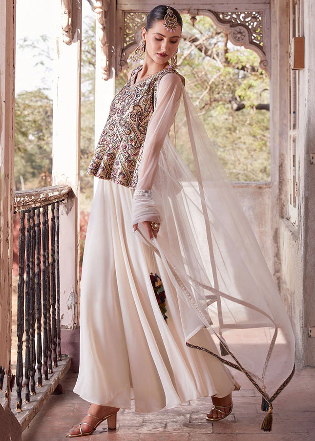 Black and White Embellished Sharara Suit