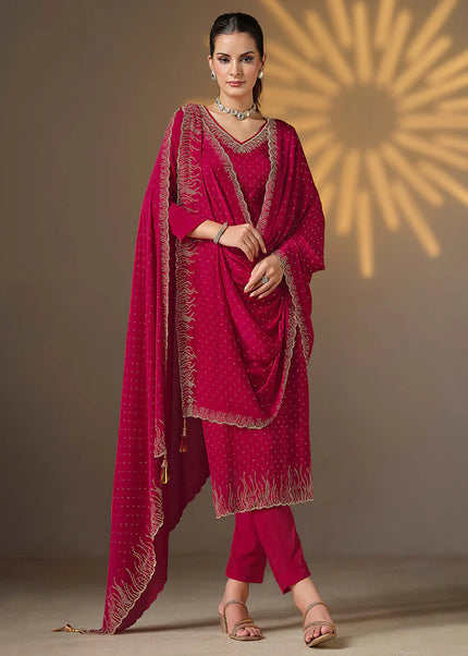 Pink Embroidered Pant Suit